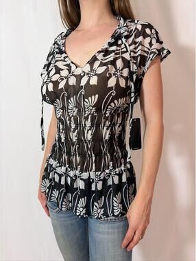 Y2K Deadstock Rampage Sheer Floral Blouse